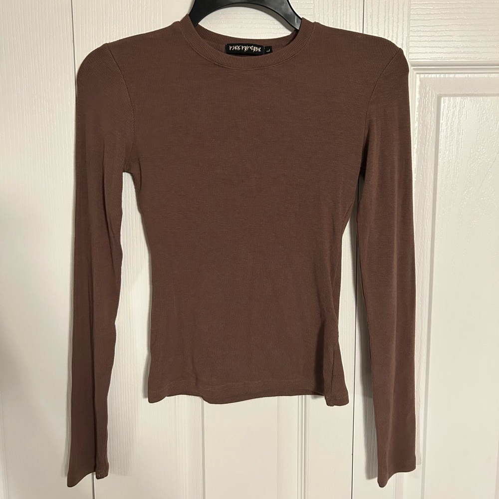 Brown high neck top